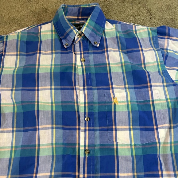 Mens Vtg 90s Knights of Round Table Multi Color Plaid Button Down Shirt Medium - Picture 4 of 11